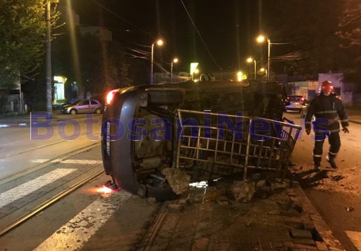 accident cu taxi rasturnat pe Calea Nationala -Botosani